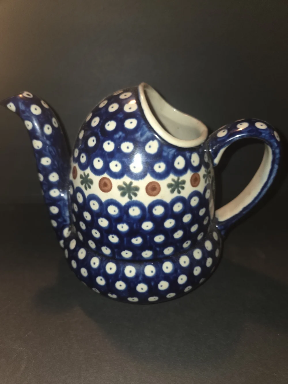 Polish Pottery Watering Can, Oil & Vinegar Set Boleslawiec Mosquito Pattern